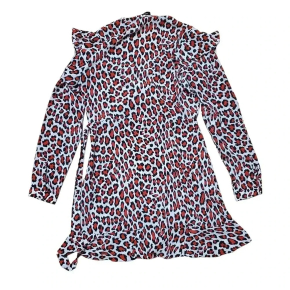 Robert Rodriguez Red Leopard Print V-Neck Dress Size 8 - Picture 5 of 6